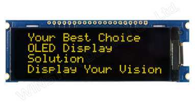 2.89インチ　20文字 x 4行　COG+PCB　6800,8080,SPI,I2C　キャラクター/Character　有機ELディスプレイ　有機ELモジュール　　OLED Display　OLED Module