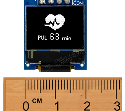 0.66インチ　64 x 48　COG+PCB　I2C　グラフィック/Graphic　有機ELディスプレイ　有機ELモジュール　OLED Display　OLED Module