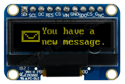 1.04インチ　128 x 32　COG+PCB　SPI　グラフィック/Graphic　有機ELディスプレイ　有機ELモジュール　OLED Display　OLED Module