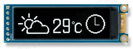 1.71インチ　128 x 32　COG+PCB　SPI　グラフィック/Graphic　有機ELディスプレイ　有機ELモジュール　OLED Display　OLED Module