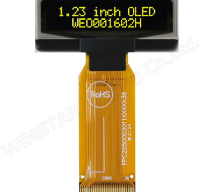 1.23インチ　16文字 x 2行　COG　6800,8080,SPI,I2C　キャラクター/Character　有機ELディスプレイ　有機ELモジュール　OLED Display　OLED Module