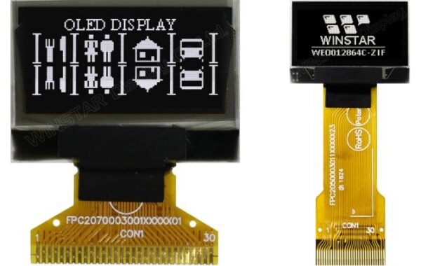 0.96インチ　128 x 64　COG　6800,8080,SPI,I2C　グラフィック/Graphic　有機ELディスプレイ　有機ELモジュール　OLED Display　OLED Module