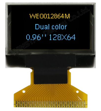 0.96インチ　128 x 64　COG　6800,8080,SPI,I2C　グラフィック/Graphic　デュアルカラー/Dual Color　有機ELディスプレイ　有機ELモジュール　OLED Display　OLED Module