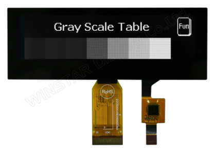 3.55インチ　256 x 64　COG　6800,8080,SPI　グラフィック/Graphic　グレースケール/Grayscale　静電容量方式タッチパネル/Capacitive Touch Panel　有機ELディスプレイ　有機ELモジュール　OLED Display　OLED Module