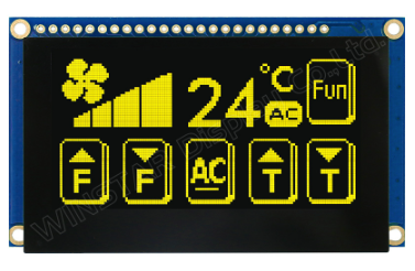 2.7インチ　128 x 64　COG+PCB+Frame　6800,8080,SPI,I2C　グラフィック/Graphic　静電容量方式タッチパネル/Capacitive Touch Panel　有機ELディスプレイ　有機ELモジュール　OLED Display　OLED Module